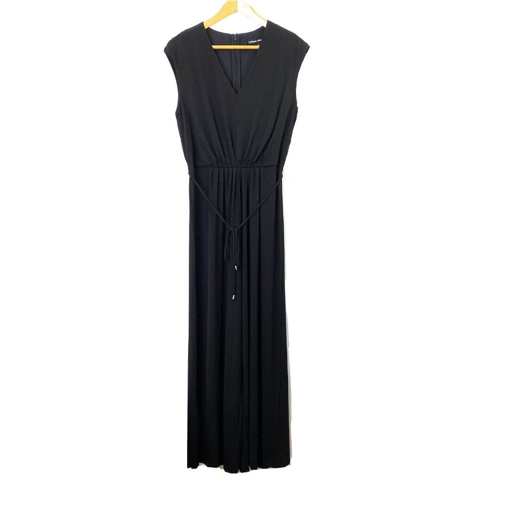 Catherine Malandrino Women's Medium Wide Leg Jumpsuit V Neck Sleeveless Black - Picture 3 of 11